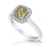 Chameleon Diamond Halo Ring Set in 18K White Gold