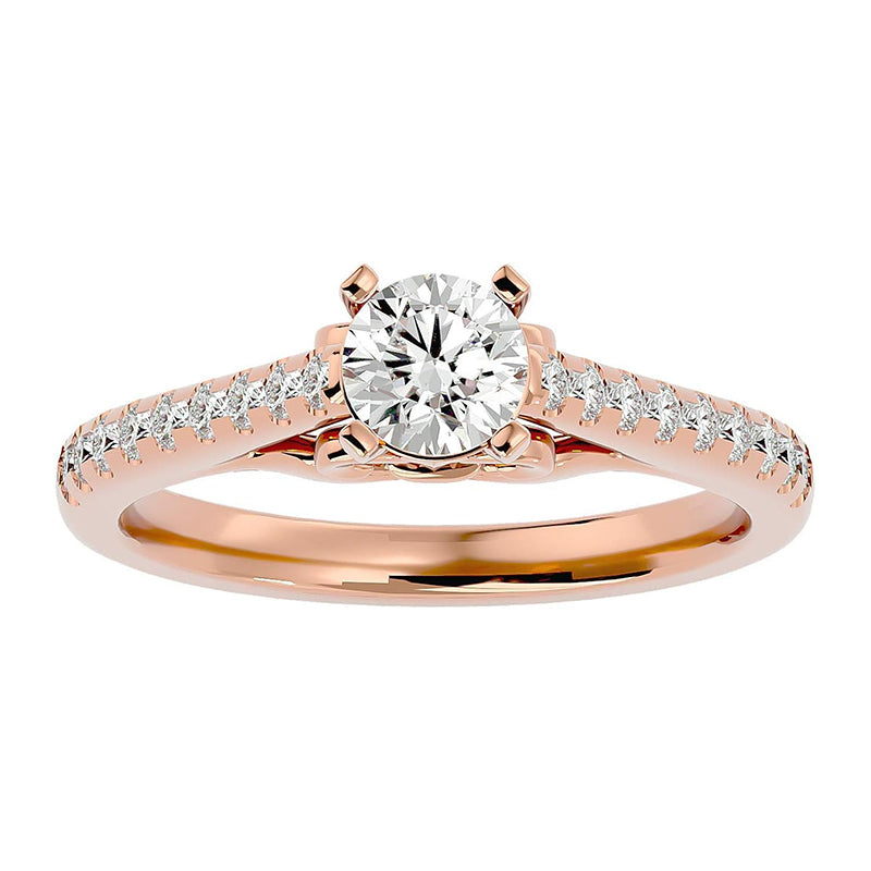 [18K, 1.22 Carat] Gold Ring in Round Cut Moissanite Natural Diamond