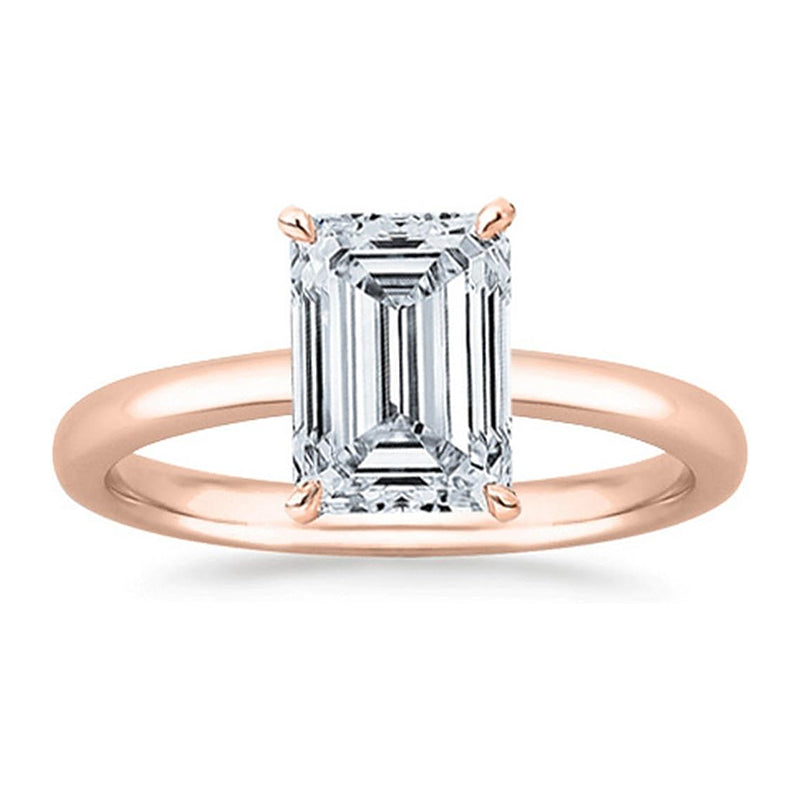 White Gold Solitaire Emerald Cut Diamond Engagement Ring