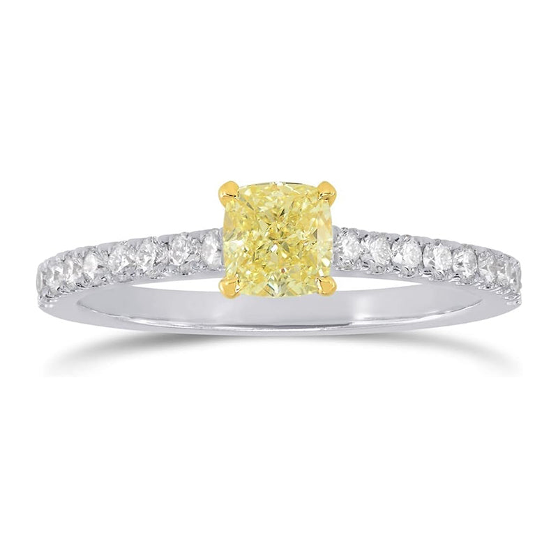 Yellow Diamond Engagement Side Stone Ring