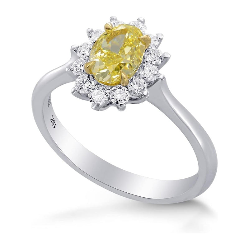 Yellow Diamond Engagement Halo Ring Set