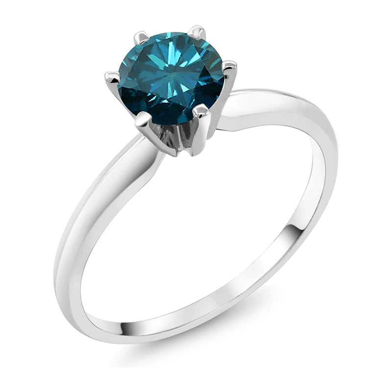 Blue Diamond Solitaire Engagement Ring