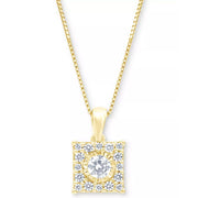 Diamond Square Halo 18" Pendant Necklace (1/3 Ct. T.W.) in 14K White, Yellow or Rose Gold