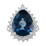 EFFY® London Blue Topaz (12-3/4 Ct. T.W.) & Diamond (1/5 Ct. T.W.) Ring in 14K White Gold