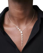 [14K, 1 Ct. T.W.] White Gold Diamond Asymmetric Lariat Necklace