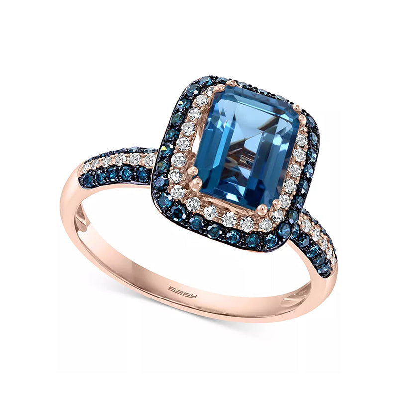 EFFY® London Blue Topaz (2-1/5 Ct. T.W.) & Diamond (1/2 Ct. T.W.) Statement Ring in 14K Rose Gold