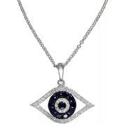 [14K, 1/4 Ct. T.W.] Gold & Sapphire Black and White Diamond Evil Eye Pendant