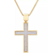 [14K, 1/2 Ct. T.W.] Gold-Plated Sterling Silver Diamond Cross 22" Pendant Necklace or Sterling Silver