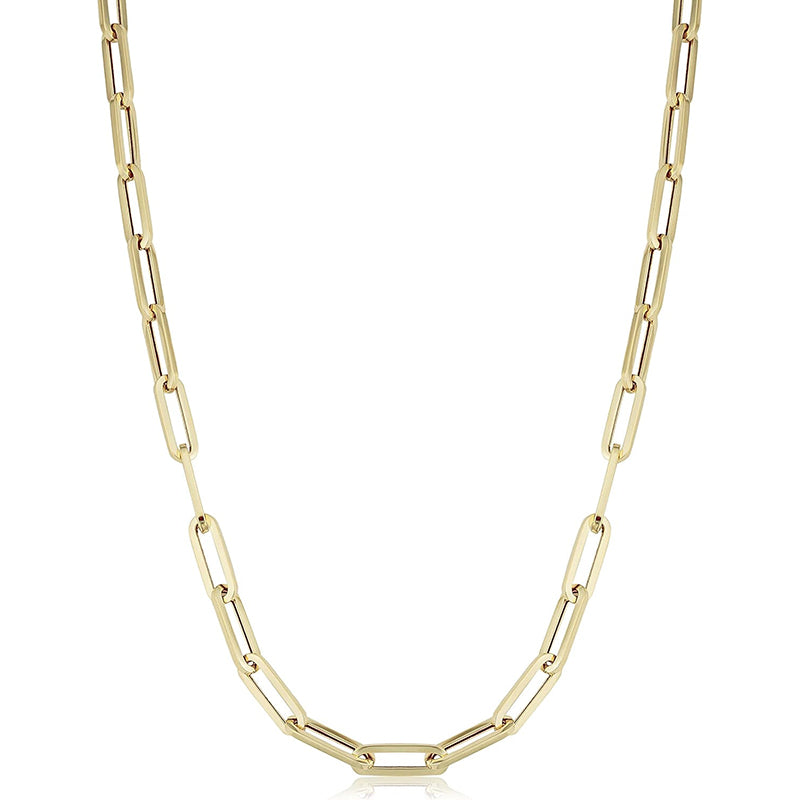 [14K] Yellow/White Gold Italian Capsule Paperclip Link Chain Necklace