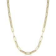 [14K] Yellow/White Gold Italian Capsule Paperclip Link Chain Necklace