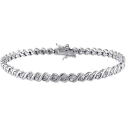 [1 Ct, 7.25"] Sterling Silver & Diamond Bracelet