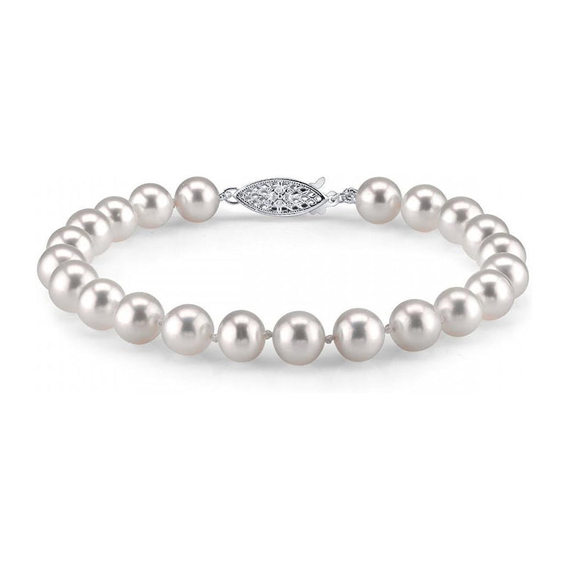 [6.5"] Sterling Silver & White Freshwater Pearl Bracelet