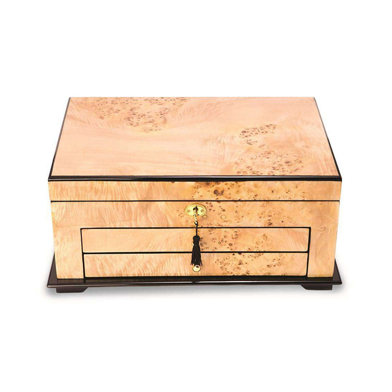 Birdseye Maple Lacquered Wood 3 Level Jewelry Box