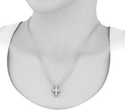 [14K, 2 Ct] Gold & Silver Diamond Cross Pendant Necklace