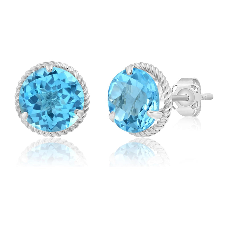 Roped Halo Gemstone round Stud Earrings