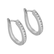 Natural Diamond 14K White Gold Hoops Earring