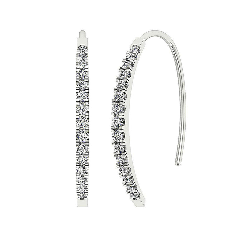 [14K, 0.40 Ct] White Yellow Rose Gold Diamond Hoops Earring