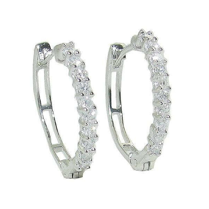 Hoop Earrings Natural round Diamond