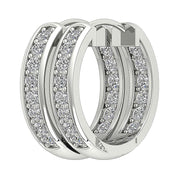 [14K, 0.30 Ct] White Gold Inout Side Hoop Natural Diamond Earrings