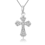 [14K, 0.35TCW]Solid Gold Round Cut Diamond Cross Pendant Necklace Bezel Set