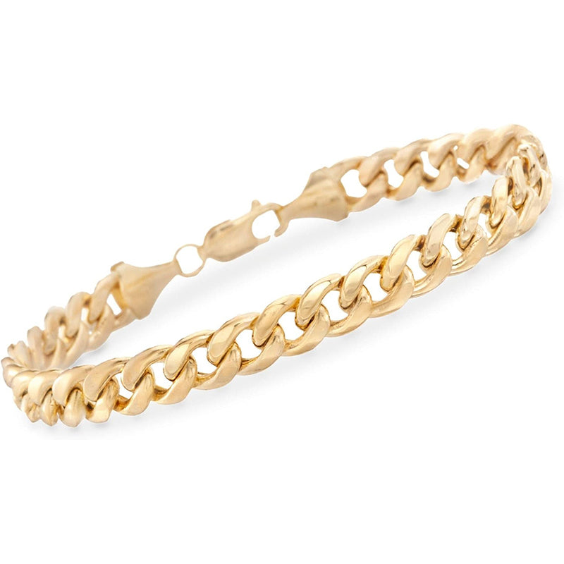 [14K] Yellow Gold Mens 8Mm Curb-Link 8.5" Bracelet. 