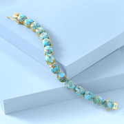 [18K] Gold Over Sterling Silver Turquoise Bracelet