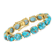 [18K] Gold Over Sterling Silver Turquoise Bracelet