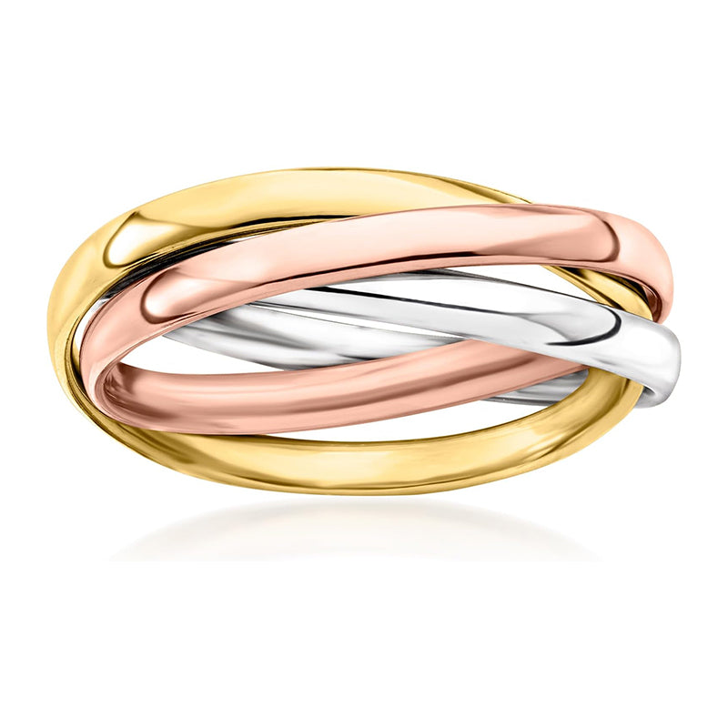 [14 Kt] Tri-Colored Golden Twine Ring