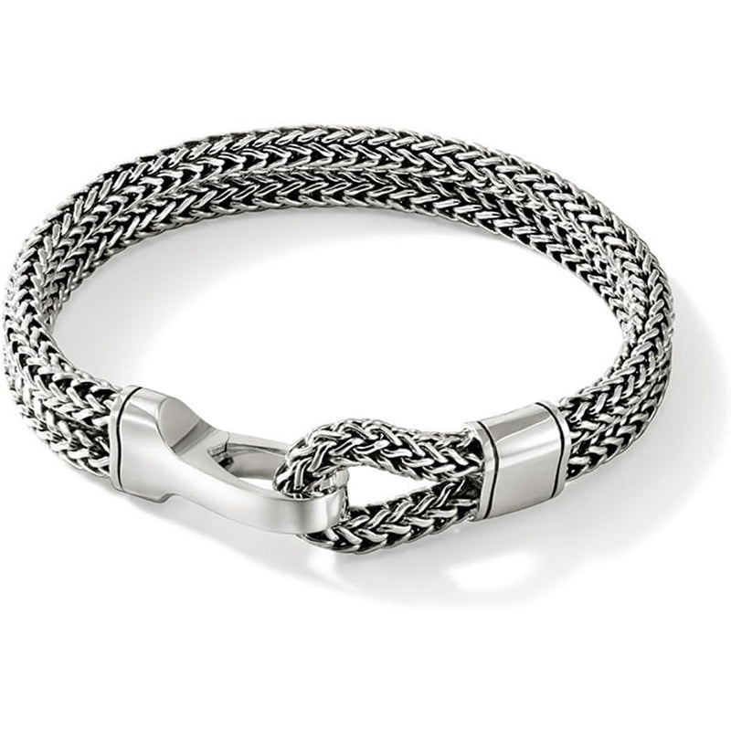 Sterling Silver Icon Collection Double Row Designer Bracelet with Hook Clasp