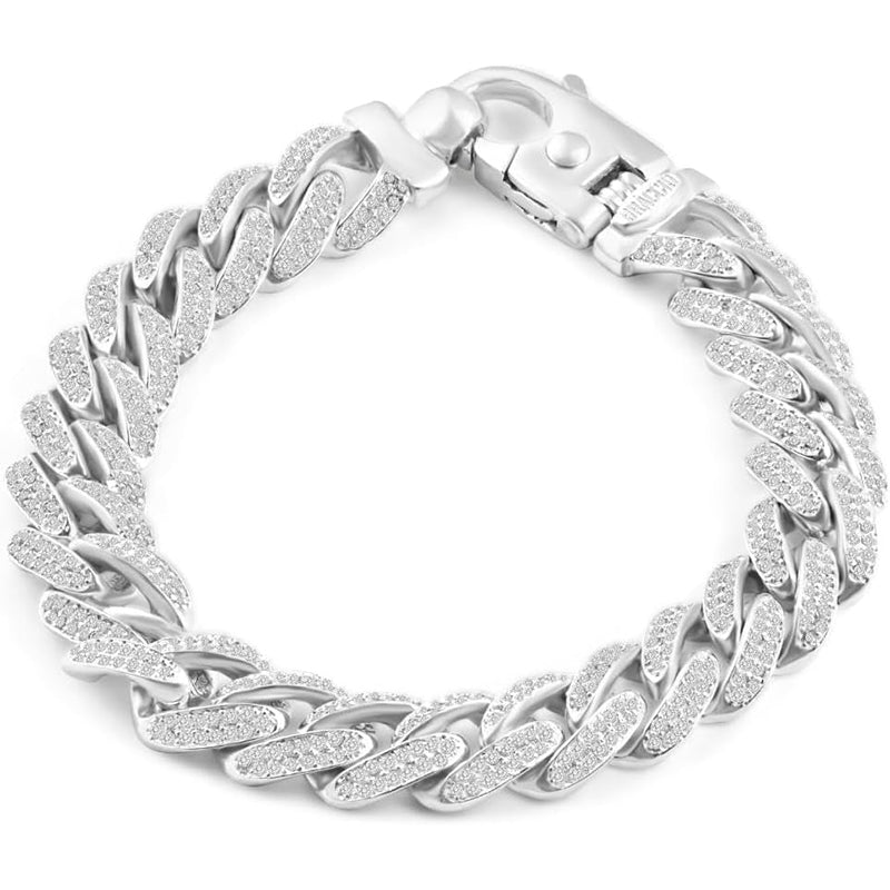 [14K] Gold Mens (80Gram) or Platinum (135Gram) 12.5Mm Diamond 8.5" Cuban Bracelet 