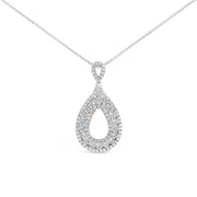 [18K, 0.81 Cttw] White Gold Necklace Pear-Shaped Ring VS Diamond Pendant