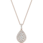 [18Kt, 0.87 Cttw] White Gold Necklace Pear-Shaped Cluster Diamond Pendant