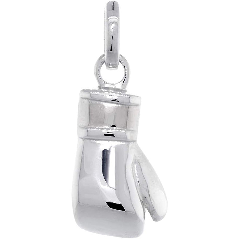 [23Mm] Rhodium-plated-white-gold Solid Right Handed Boxing Glove Pendant