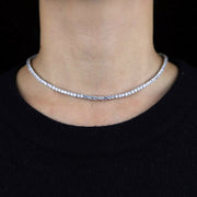 [18K] White Gold Moissanite Diamond Tennis Necklace Chain