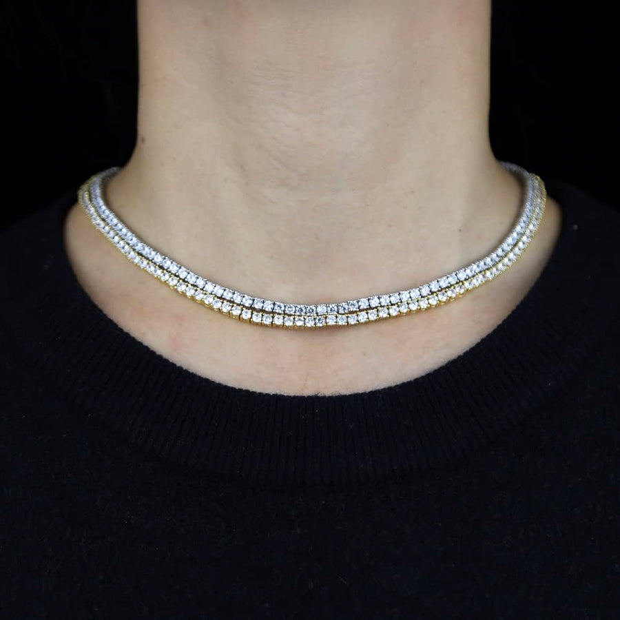 [18K] White Gold Moissanite Diamond Tennis Necklace Chain