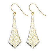 [14K] Two 2 Tone White & Yellow Gold Polished Fancy Dangle Earrings