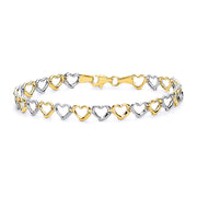 2 Tone Polished Heart Bracelet 