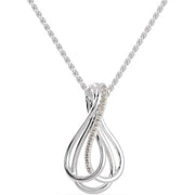 [14K, 18K, 0.11 Ct ] Twisted Style White/Yellow/Rose Gold With Natural Diamond Chain Pendant