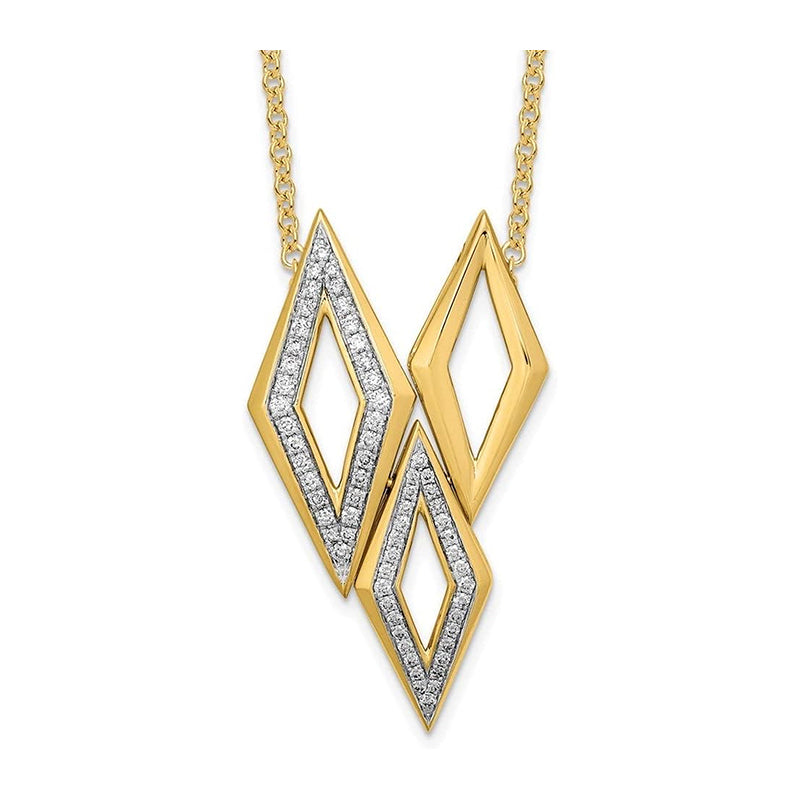 [14K, 0.32Ct] Yellow Gold Polished Fancy Diamond Necklace