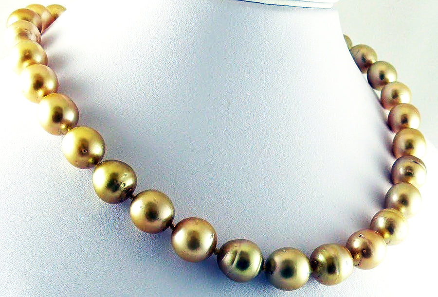 [14K] Yellow Gold South Sea Golden Baroque Pearl Necklace