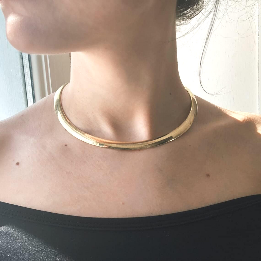 [14K] Solid Yellow Gold Italian Omega Chain Necklace 