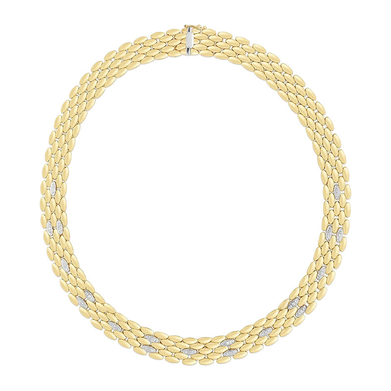 [14K, .57Ct] Two-Tone Gold Diamond Panther 18" Necklace With Clasp