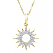 [14K, 1/10 Ct. T.W.] Gold & Round Diamond Sun Pendant Necklace