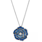 [14K, 7/8 Ct. T.W.]  Denim Ombré & Nude Diamond Flower Pendant Necklace 