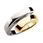 [14K] Yellow & White Two Tone Gold Bypass Ring