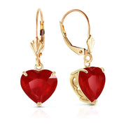 [14K, 10Mm] Solid Gold Rubies Heart Earrings