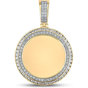 [14K, 3-1/3 Cttw]Yellow Gold Mens Diamond Memory Circle Charm Pendant 