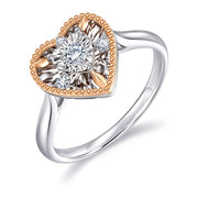 [18K] White & Rose Gold Brilliant Heart Shaped Ring