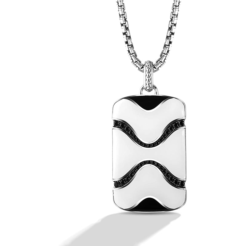 [1/2 Ct.Tw.] Star Wars™ Fine Jewelry Collection Stormtrooper Pendant Black Diamonds and Ceramic Silver