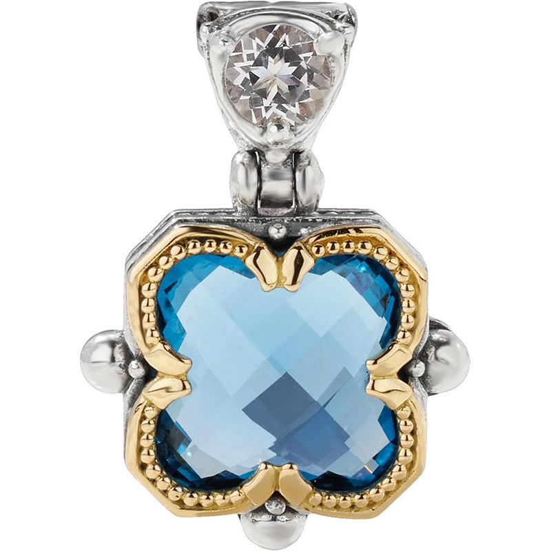 [18K] Yellow Gold Sterling Silver With Blue Spinel & White Sapphire Anthos' Pendant